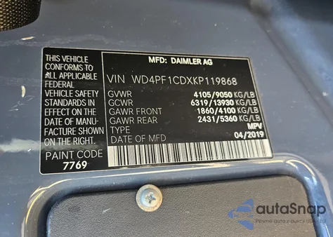 2019 Mercedes-Benz Sprinter 2500 High Roof V6 from USA, damaged, VIN WD4PF1CDXKP119868